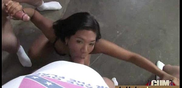  First time ebony with a group of white dicks 11